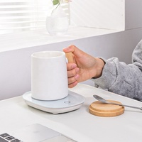Tasse en céramique thermostatique à 55 degrés directement de l'usine tasse à café en porcelaine tasse chauffante automatique USB avec manche en bois