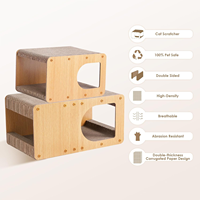 Maison à gratter pour chat en carton, griffoir ondulé de 20 pouces pour chats d'intérieur, grand tapis à gratter, marron