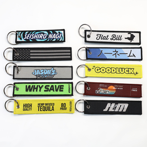 Usine personnalisée Western Logo Jet Tags porte-clés accessoire personnalisé Souvenir tissu tissé porte-clés - Product Image 5