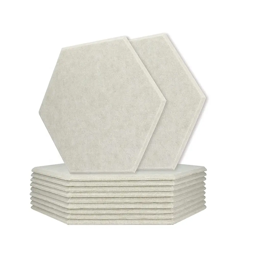 12 Pack Self-adhesive 9mm Decorative Felt Soft Soundproof Wall Felt Polyester Hexagon Acoustic Panel For Home Office