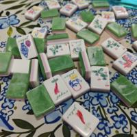 Jeu de Mahjong américain personnalisé en marbre vert turquoise et blanc, 160 tuiles, acrylique écologique