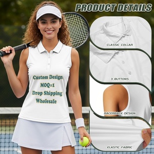 Camiseta sin Mangas de Golf de Poliéster para Mujer, Estilo Atlético Informal, Diseño Geométrico de Tela Tapa, Impresión Bajo Demanda, MOQ=1, Islas del Pacífico - Product Image 5