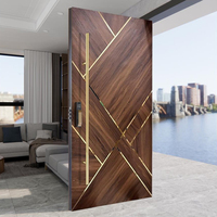 Porte d'entrée en bois massif certifiée US, ignifuge, design contemporain, insonorisée, imperméable, pour maison, appartement, villa