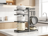 Étagère de cuisine double en acier robuste et moderne, anti-rouille, pour comptoir, organisateur de casseroles et poêles, gain de place, réglable, anti-basculement, pour armoire