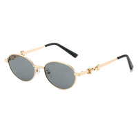 Nouvelles Lunettes de Soleil Ovales Petites 2026 pour Hommes et Femmes, Monture Métallique, Style Rétro Chic Années 90, Lunettes de Luxe de Marque