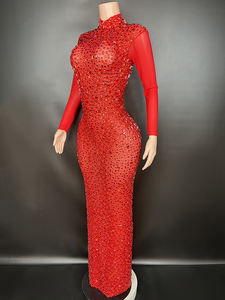 <span class=keywords><strong>Robe</strong></span> de soirée à paillettes Vêtements de <span class=keywords><strong>grossesse</strong></span> de luxe avec strass <span class=keywords><strong>Robe</strong></span> de soirée à manches longues pour femme élégante - Product Image 4