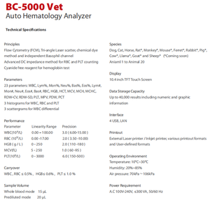 Mindray BC-5000vet automático analisador de hematologia de 5 partes uso veterinário Mindray BC-5000 vet <span class=keywords><strong>CBC</strong></span> máquina - Product Image 6