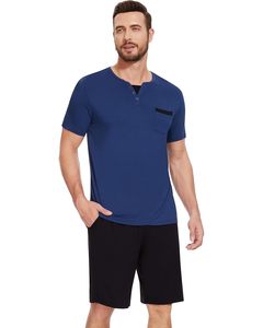 <b>Men's</b> Bamboo Fiber Sleepwear <b>Set</b> Solid Color Casual Loungewear Soft Comfortable Home Wear In-Stock Ready to Ship - Product Image 3