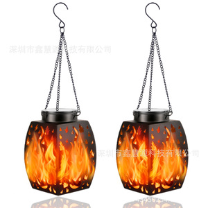 Xinhuiyuan Lighting <b>Solar</b> Flame <b>Lantern</b> <b>Outdoor</b> Garden Decorative Hanging Light With Chain And Hook - Product Image 1
