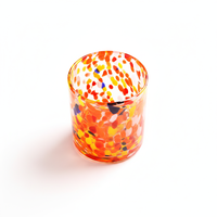 Verres à vin sans pied en verre DOF à pois colorés, verre à boire, pot à bougie en verre rond en forme d'œuf motif léopard