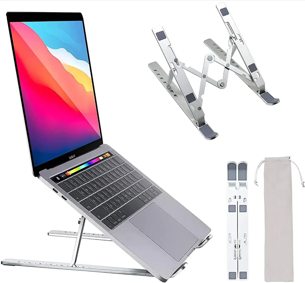 Suporte dobrável para laptop, suporte dobrável para laptop de 11-17 polegadas com ângulo ajustável e antiderrapante universal