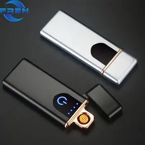 Điện USB Mini Lighter Điện Sạc Flameless Windproof Slim Xách Tay Đôi Bên Cuộn Dây Bật Lửa