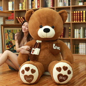 Gấu bông khổng lồ với tình yêu khăn plushie Búp bê nhồi bông đồ chơi gấu bông màu nâu đồ chơi tùy chỉnh sang trọng gấu bông búp bê - Product Image 2