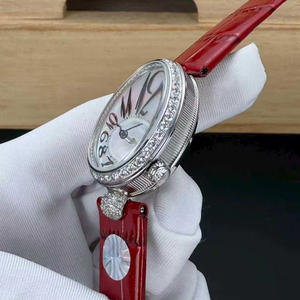 Montre de luxe pour femme, mécanique automatique, haute précision, avec boîtier ovale argenté miniature multicolore personnalisé et lunette sertie de diamants - Product Image 3