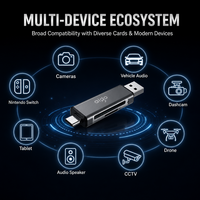 Lecteur de cartes SD TF USB 3.0 Type-C en aluminium, double connecteur OTG, adaptateur de mémoire flash pour ordinateur portable PC Mac, faible MOQ, prêt à être expédié
