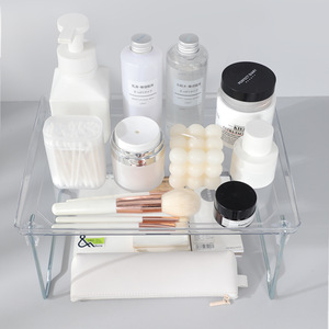 Ins-style Acrylic Folding Storage Rack Office <b>Desktop</b> Transparent Organizer <b>Shelf</b> Work Station - Product Image 4