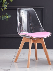 <span class=keywords><strong>Chaise</strong></span> de style européen avec dossier et coussin de siège, <span class=keywords><strong>chaise</strong></span> de salle à manger <span class=keywords><strong>transparente</strong></span>, <span class=keywords><strong>chaise</strong></span> en plastique, pieds en <span class=keywords><strong>bois</strong></span> - Product Image 5
