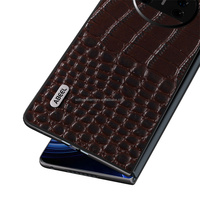 Antichoc en cuir véritable motif Crocodile couverture arrière quatre coins Absorption des chocs étui de protection pour Huawei Mate X3 X5