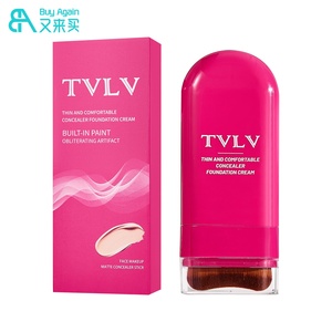 Stik <span class=keywords><strong>Foundation</strong></span> TVLV grosir dengan kuas stik <span class=keywords><strong>Foundation</strong></span> riasan Concealer ujung ganda cakupan penuh Vegan merah muda panas - Product Image 1