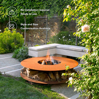MEISU.CH Brasero de jardin BBQ autoportant rond, mobilier d'extérieur, foyer à bois/gaz/alkohol