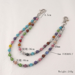 थोक स्तरित 10 मिमी क्रिस्टल डिस्को बॉल बेड्स पैंट वॉलेट श्रृंखला रंगीन गैंडों की जेब पट्टी - Product Image 6