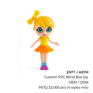 16 Estilos de Lindas Muñecas Coleccionables en Caja Ciega con Bloques de Construcción, Decoración de Peinado Rosa y Azul, Diseño de Vestido y Falda - Product Image 1