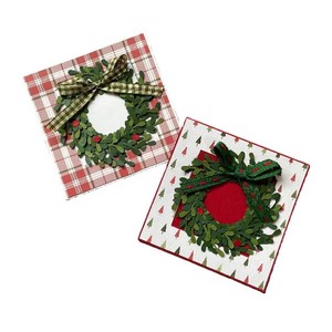 Christmas Wreath Greeting Card <b>Handmade</b> <b>Paper</b> Rectangle Matte Varnish Festival Holiday Card - Product Image 5