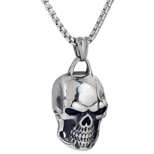 Collar con colgante de calavera de acero inoxidable de 21 mm, estilo retro punk, joyería para fiestas de Halloween - Product Image 1