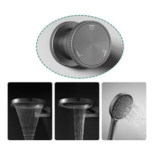 Juego de ducha integrado de latón completo de gama alta montado en la Pared | Aro de baloncesto creativo Rociador de techo Temperatura termostática digital - Product Image 4