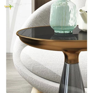 Đồ Nội Thất Màu Chanh Bàn Cà Phê Đế Thép Không Gỉ Mặt Kính Cường Lực Cho Phòng Khách Khách Khách Sạn - Product Image 3