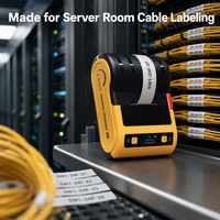 Printer Label Transfer Termal 1.5 Inci Portabel Genggam 203dpi Bluetooth Kabel USB Pembuat Label Penanda Kabel untuk Ruang Server