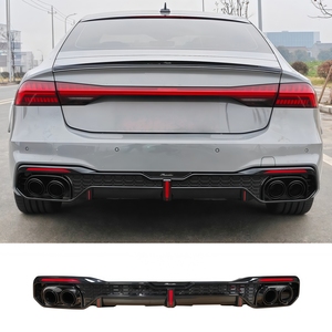 Difusor Trasero Estilo <span class=keywords><strong>RS7</strong></span> en Negro Brillante para <span class=keywords><strong>Audi</strong></span> A7 Sportback (<span class=keywords><strong>C8</strong></span>/4K8) 2019-2025, Alerón Inferior del Parachoques Trasero, Pieza de Carrocería en Resina (FRP) - Product Image 1