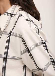 Camicia a Quadri in Cotone Crema da <span class=keywords><strong>Donna</strong></span> - Manica Lunga con Bottoni per Ufficio o Uso Casual - Product Image 5