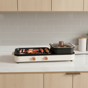 Plancha électrique en aluminium, fondue, tendance 2026, contrôle de la température, sans fumée, antiadhésive, démontable, collecteur d'huile, 1980W - Product Image 1