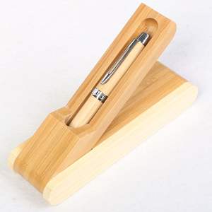 Ensemble de stylos à bille en bambou en gros, pointe de 0,5 mm, encre noire, emballage en boîte cadeau, stylo publicitaire promotionnel - Product Image 2