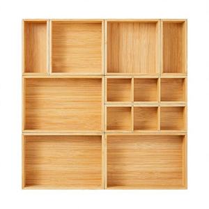 Set 9 Eco-Friendly American Style Bamboo Wood <b>Rectangle</b> Storage Boxes Lacquer Finish Kitchen Desk Drawer <b>Bin</b> for Tea Cutlery - Product Image 2