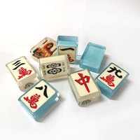 Jeu de tuiles de mahjong en cristal, qualité professionnelle de casino, personnalisé, rectangle personnalisé, ensemble de divertissement, Cale 10 32 King Tony Blue 0