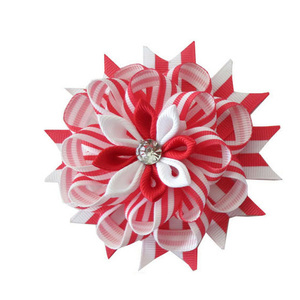 Schottische karierte Haars chleife Clip koreanische und japanische karierte geschichtete <span class=keywords><strong>Kanzashi</strong></span> Mädchen Blütenblatt Blume Haars pangen - Product Image 6