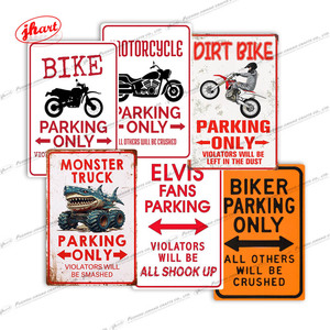 BIKER PARKING SEULEMENT TOUS LES AUTRES SERONT CRUSHED Vintage Metal Sign Man Cave Wall Decor 8 "x 12" Retro Tin Sign Wholesales - Product Image 1