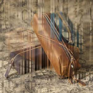 Sac à clés multifonction en cuir Sac pour permis de conduire en cuir de vachette de grande capacité pour hommes <span class=keywords><strong>et</strong></span> femmes Pochette à main à main - Product Image 2