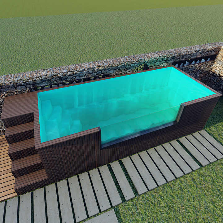 Backyard Villa Acrylic Fiberglass Wooden Long Rectangular Above Ground ... - Luxury Above Ground Villas