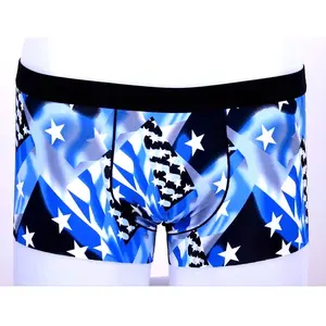 Custom Sublimation Print Ice Silk Men Boxer Briefs Quick Dry Microfiber Stretch Man Underwear