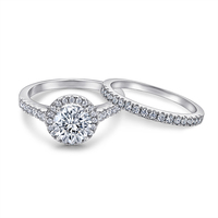 Bague de Fiançailles en Argent Sterling 925 Plaqué Rhodium avec Zirconiums Brillants Ronds de Qualité AAA, Sertis Pavé – Vente en Gros pour Fournisseurs de Bijoux de Luxe