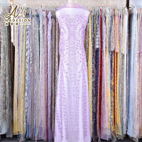 Pas cher Prix Laser 3D Fleur Broderie Tulle Tissu Polyester Maille Dentelle Tissu Pour Les Femmes Robe De Danse