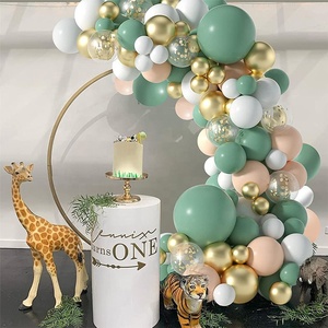 Minxi 137PCS Olive Green Balloon Garland Arch Kit White Gold Confetti Balloons Retro Green Balloon and Gold Metallic Chrome Late