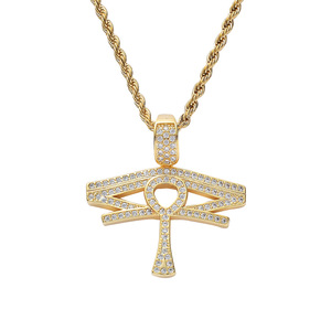 Collar con Combinación <span class=keywords><strong>de</strong></span> Ojo Turco y Cruz Anka, Colgante <span class=keywords><strong>de</strong></span> Latón con Circonita para Hombre - Product Image 1