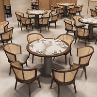 Ensemble de salle à manger en bois massif sur le thème nordique, avec plateau en marbre, pour la restauration commerciale des hôtels, cafés et restaurants.