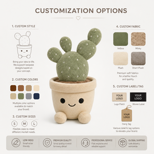 Peluche personnalisée <span class=keywords><strong>en</strong></span> forme de cactus figue de Barbarie, plante succulente <span class=keywords><strong>en</strong></span> <span class=keywords><strong>pot</strong></span>, poupée de personnage <span class=keywords><strong>en</strong></span> peluche douce pour décoration créative de la maison, cadeau, faible MOQ, OEM - Product Image 4