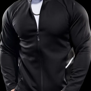 Veste Slim Fit à fermeture éclair pour hommes, veste athlétique légère respirante à séchage rapide, adaptée au sport et au fitness. - Product Image 1