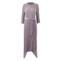 Robe plissée ample décontractée Miyake 2026 pour femme, avec ceinture irrégulière, grande taille, élégante et décontractée